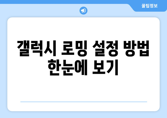 갤럭시 해외 로밍 완벽 가이드| 설정부터 요금 절약 팁까지 | 스마트폰, 여행, 모바일 데이터 관리