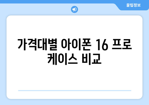 아이폰 16 프로 정품 케이스 선택 가이드 | 스타일, 내구성, 가격 비교