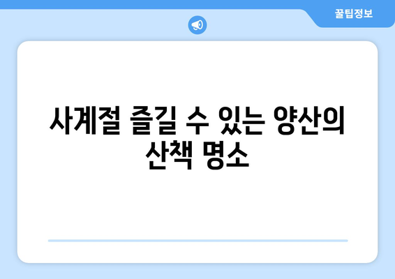 양산 근교 산책하기 좋은 곳 10곳! | 자연, 힐링, 가족 나들이 추천