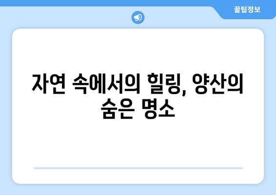 양산 근교 산책하기 좋은 곳 10곳! | 자연, 힐링, 가족 나들이 추천