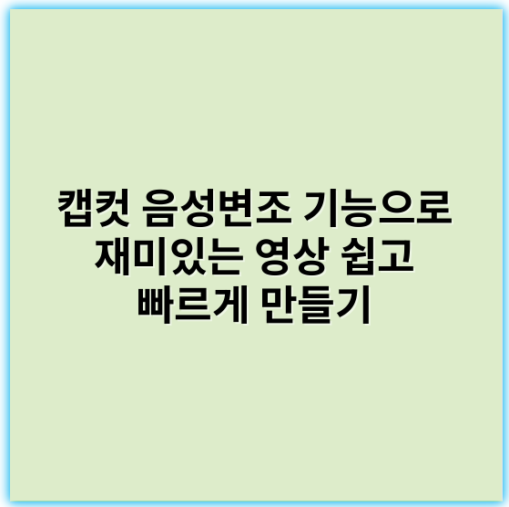 캡컷 음성변조 기능으로 재미있는 영상 쉽고 빠르게 만들기 - 음성변조